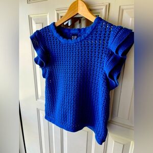 Gap Flutter Sleeve Crochet Sweater